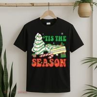 Tis' The Season Christmas Tree Cakes Debbie Groovy T-Shirt thumb 2