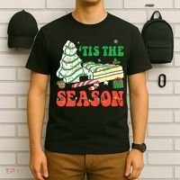 Tis' The Season Christmas Tree Cakes Debbie Groovy T-Shirt thumb 6