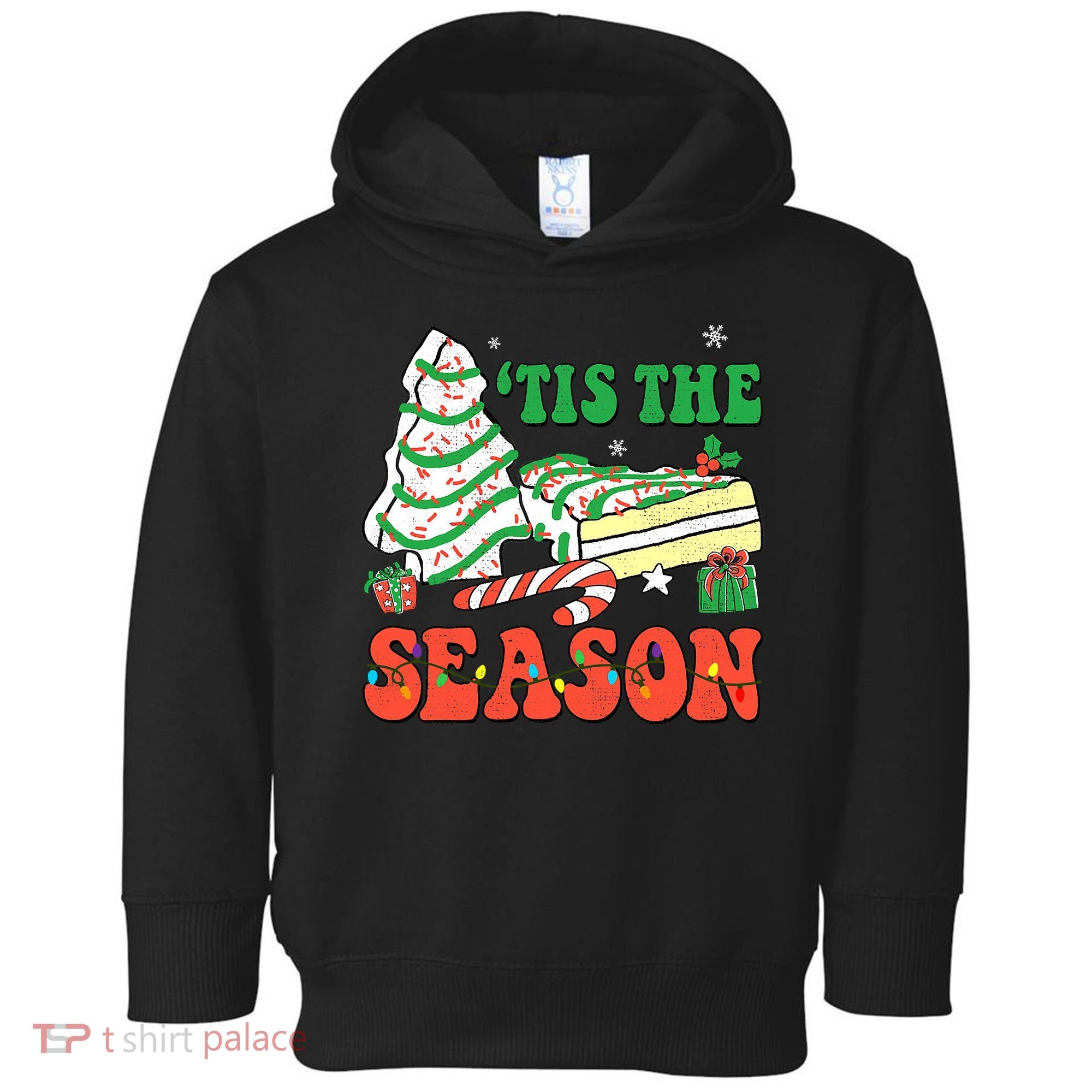 Tis' The Season Christmas Tree Cakes Debbie Groovy Toddler Hoodie