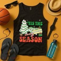 Tis' The Season Christmas Tree Cakes Debbie Groovy Tank Top thumb 4