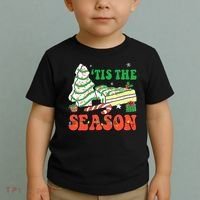 Tis' The Season Christmas Tree Cakes Debbie Groovy Toddler T-Shirt thumb 2