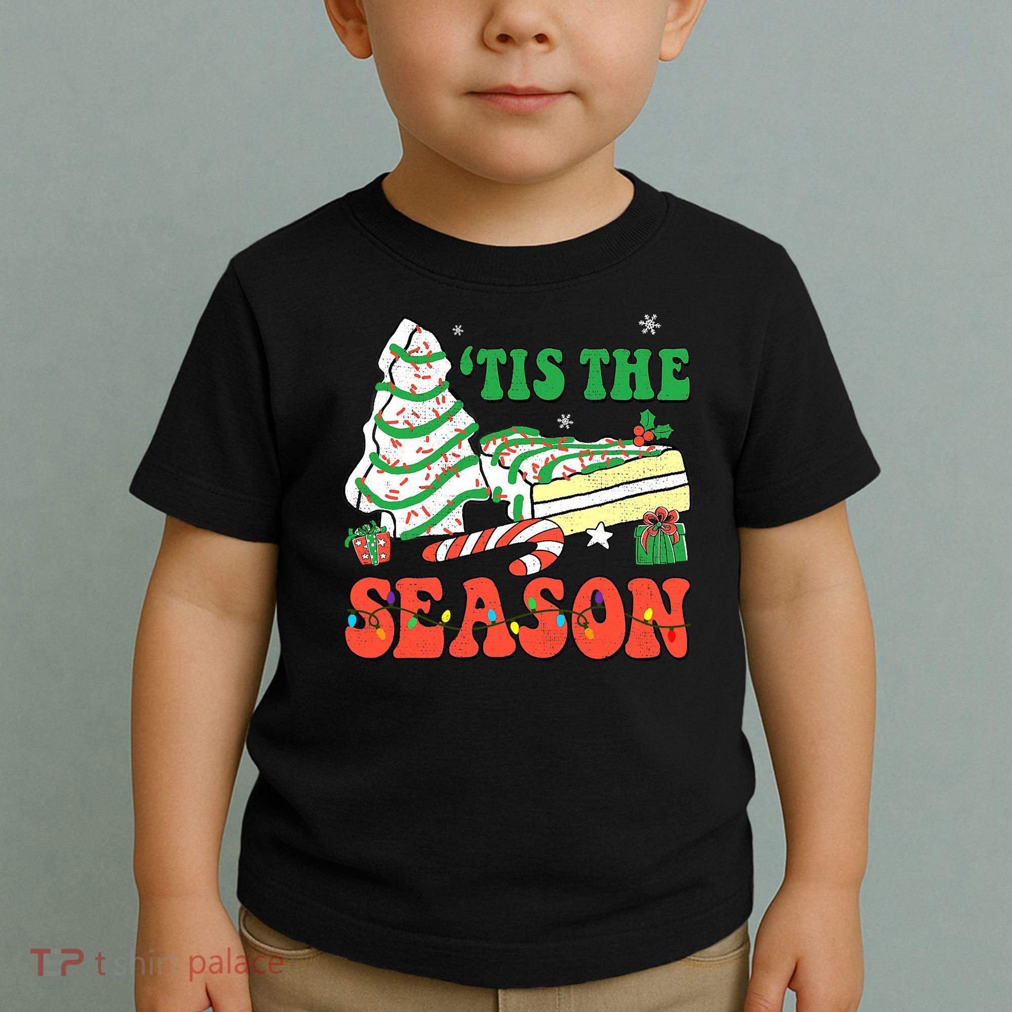 Tis' The Season Christmas Tree Cakes Debbie Groovy Toddler T-Shirt