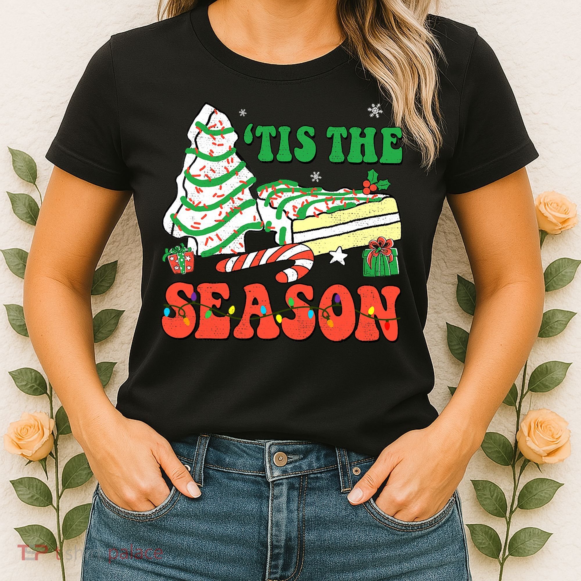 Tis' The Season Christmas Tree Cakes Debbie Groovy Women's T-Shirt