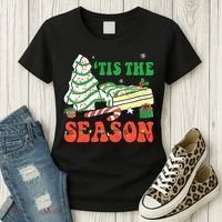 Tis' The Season Christmas Tree Cakes Debbie Groovy Women's T-Shirt thumb 3