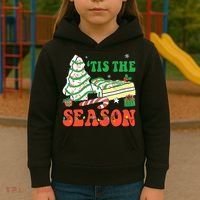 Tis' The Season Christmas Tree Cakes Debbie Groovy Kids Hoodie thumb 3