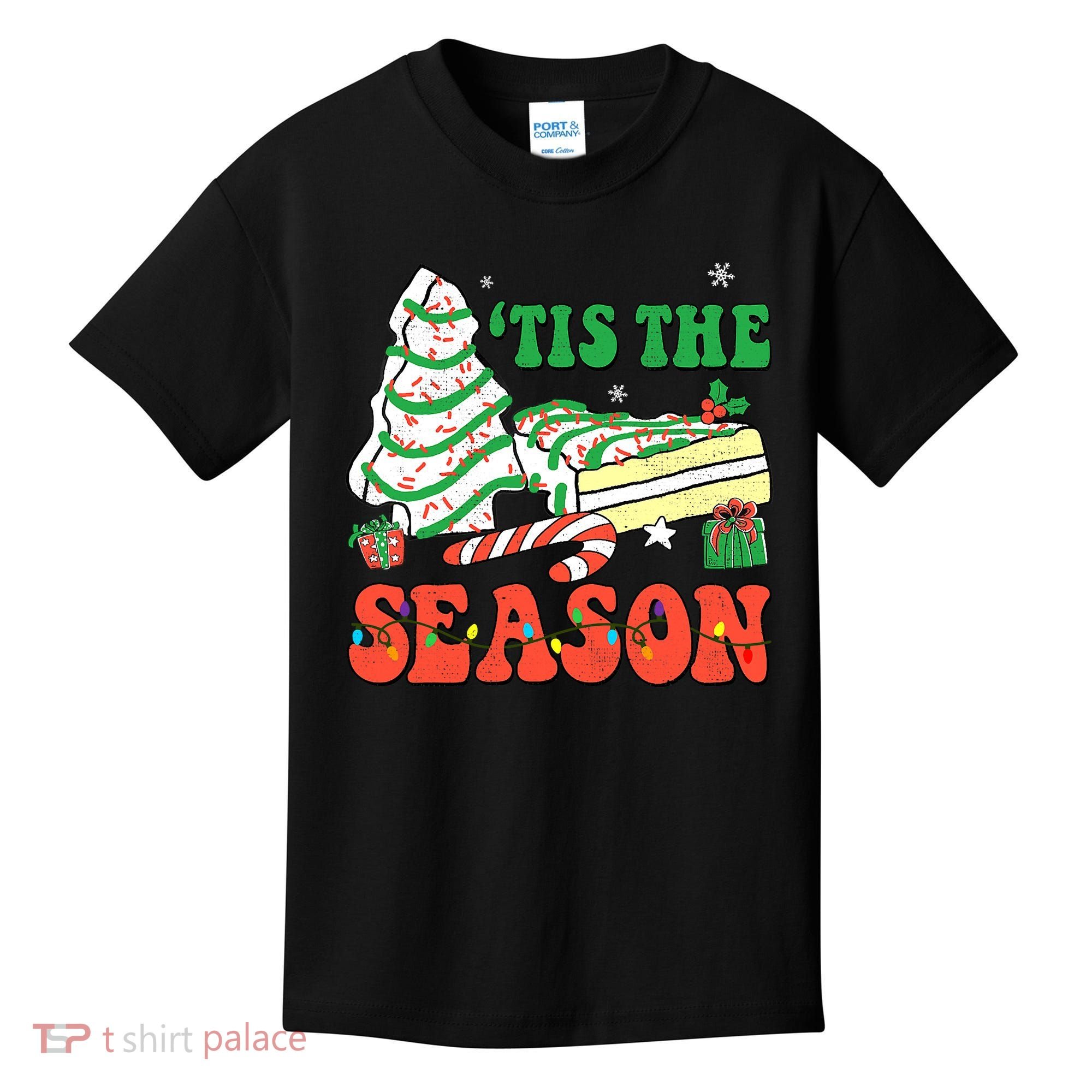 Tis' The Season Christmas Tree Cakes Debbie Groovy Kids T-Shirt