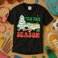 Tis' The Season Christmas Tree Cakes Debbie Groovy Kids T-Shirt thumb 3