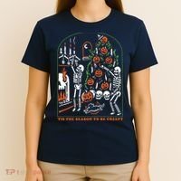 Tis The Season To Be Creepy Crewneck Skeleton Dancing Halloween T-Shirt thumb 4