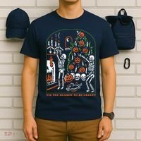 Tis The Season To Be Creepy Crewneck Skeleton Dancing Halloween T-Shirt thumb 6