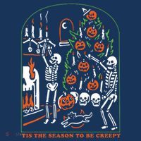 Tis The Season To Be Creepy Crewneck Skeleton Dancing Halloween Polo thumb 2