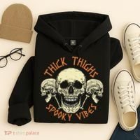 Thick Thighs & Spooky Vibes Halloween Costume Hoodie thumb 4