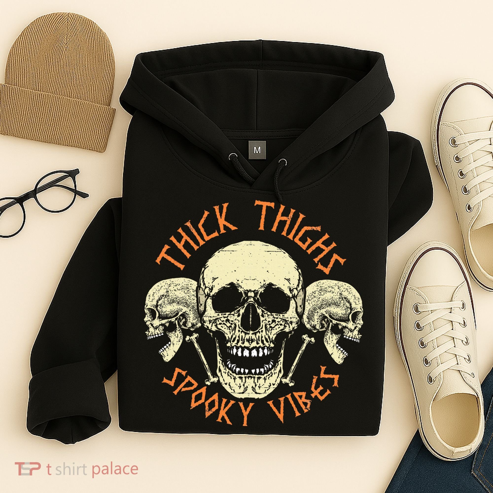 Thick Thighs & Spooky Vibes Halloween Costume Hoodie