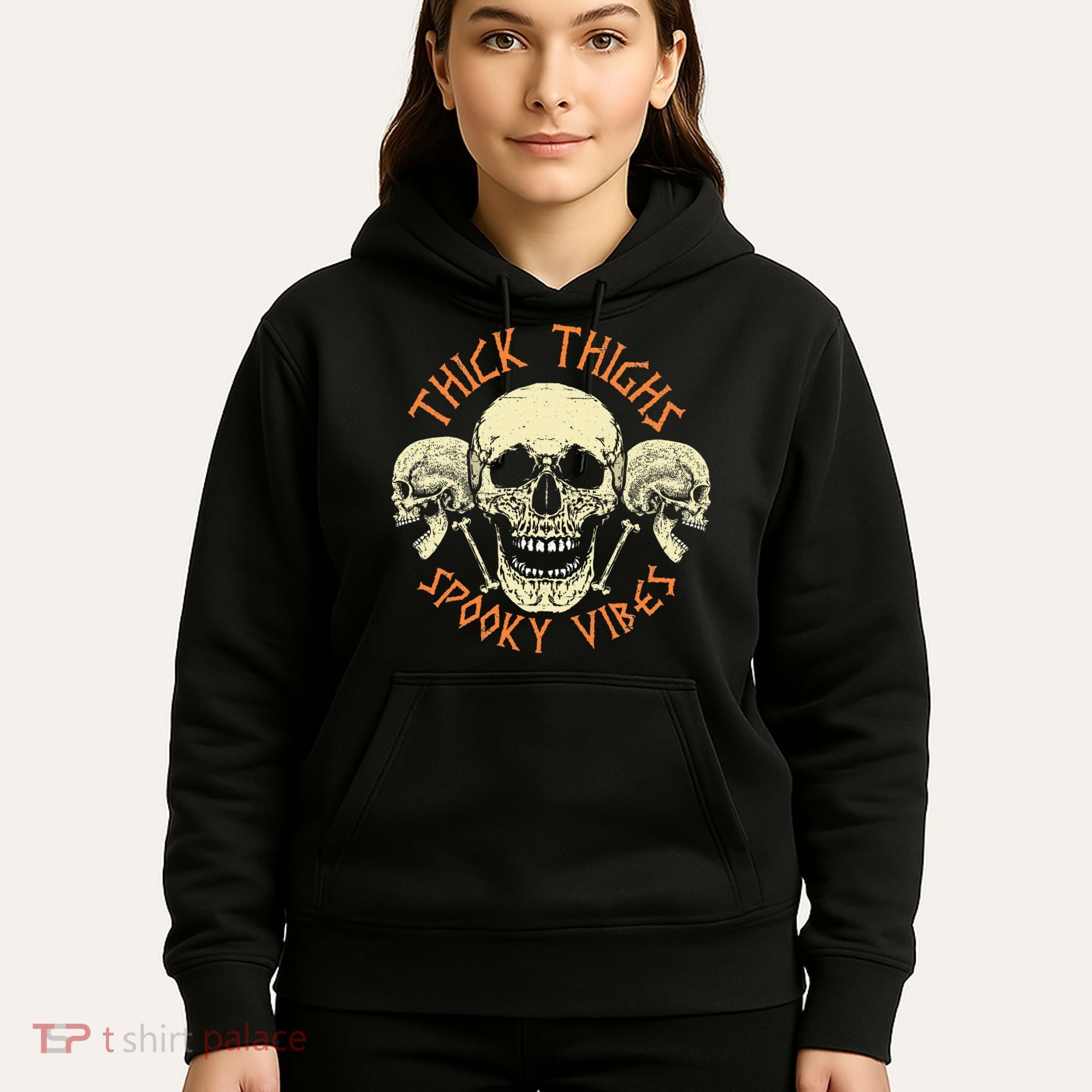 Thick Thighs & Spooky Vibes Halloween Costume Hoodie