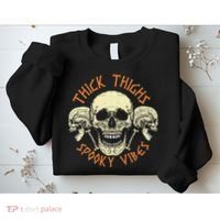 Thick Thighs & Spooky Vibes Halloween Costume Sweatshirt thumb 2