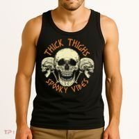 Thick Thighs & Spooky Vibes Halloween Costume Tank Top thumb 3