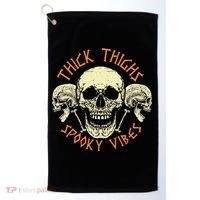 Thick Thighs & Spooky Vibes Halloween Costume Golf Towel thumb 0