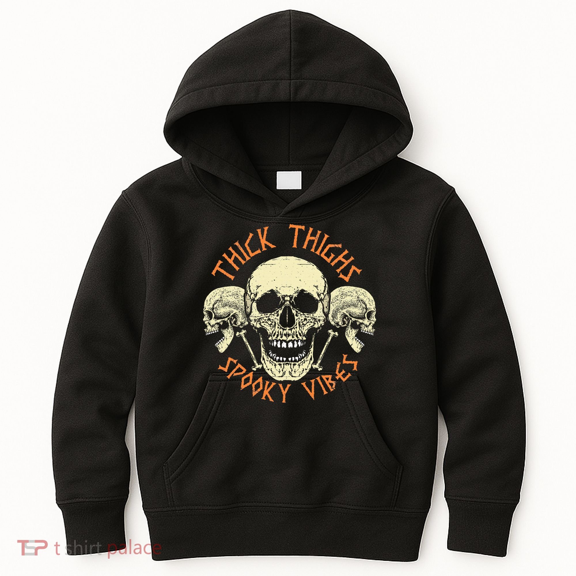 Thick Thighs & Spooky Vibes Halloween Costume Kids Hoodie