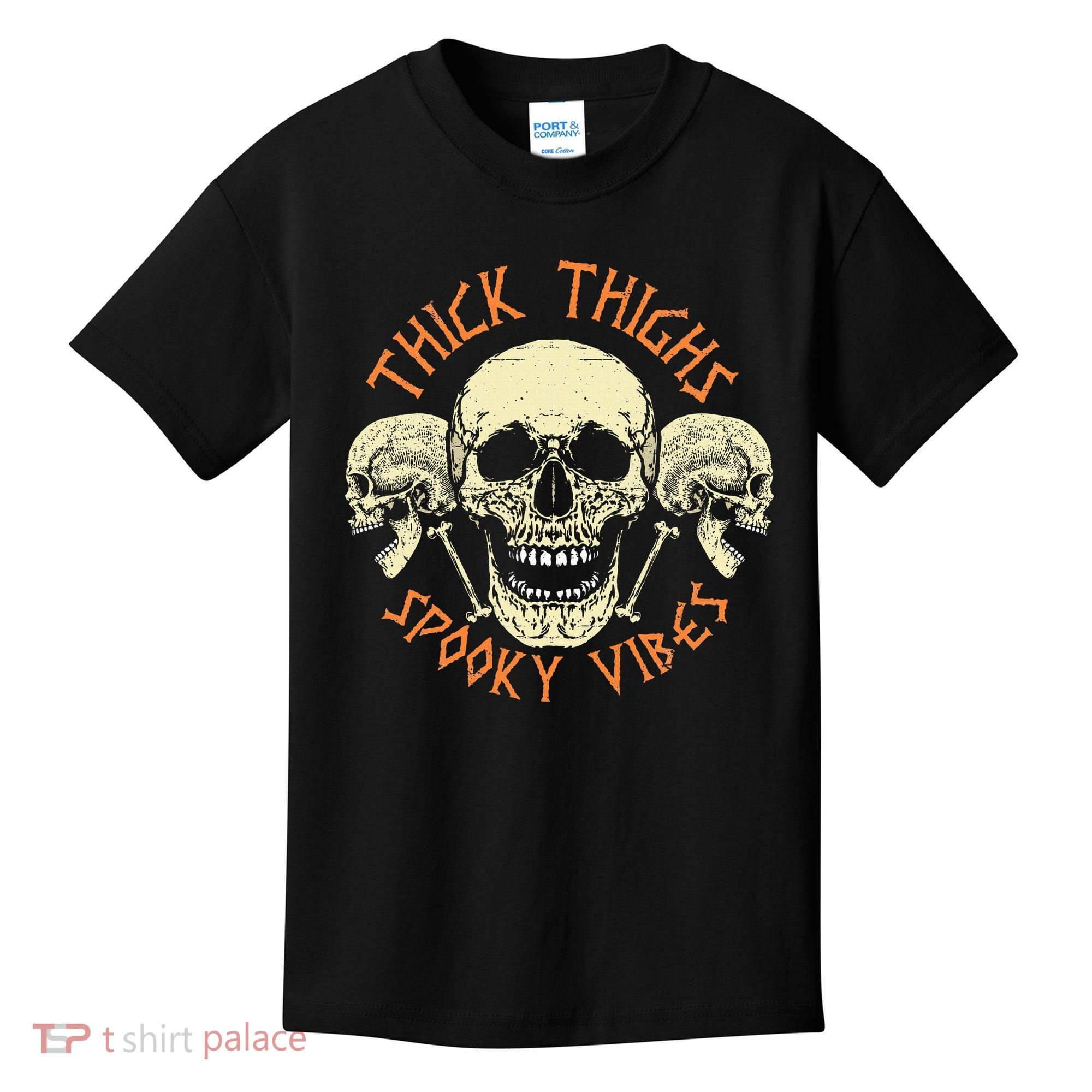 Thick Thighs & Spooky Vibes Halloween Costume Kids T-Shirt