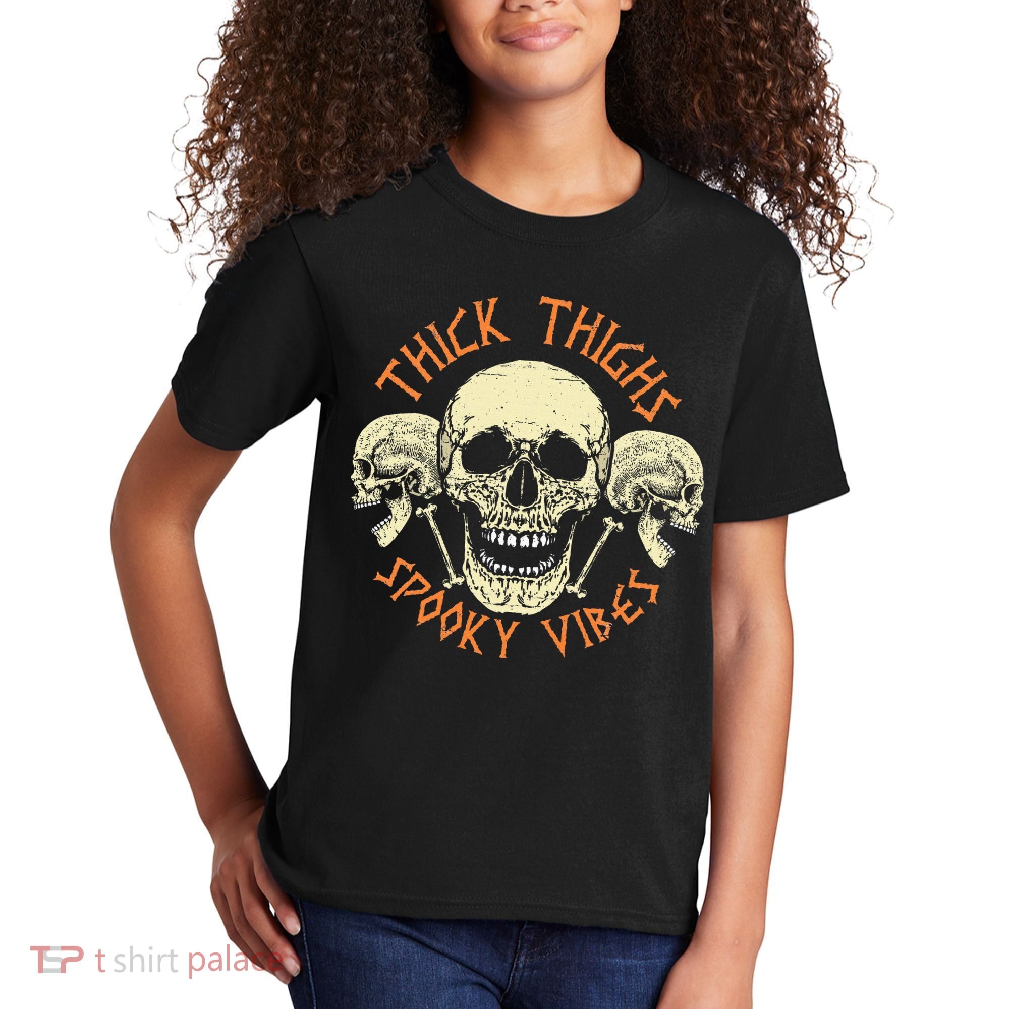 Thick Thighs & Spooky Vibes Halloween Costume Kids T-Shirt