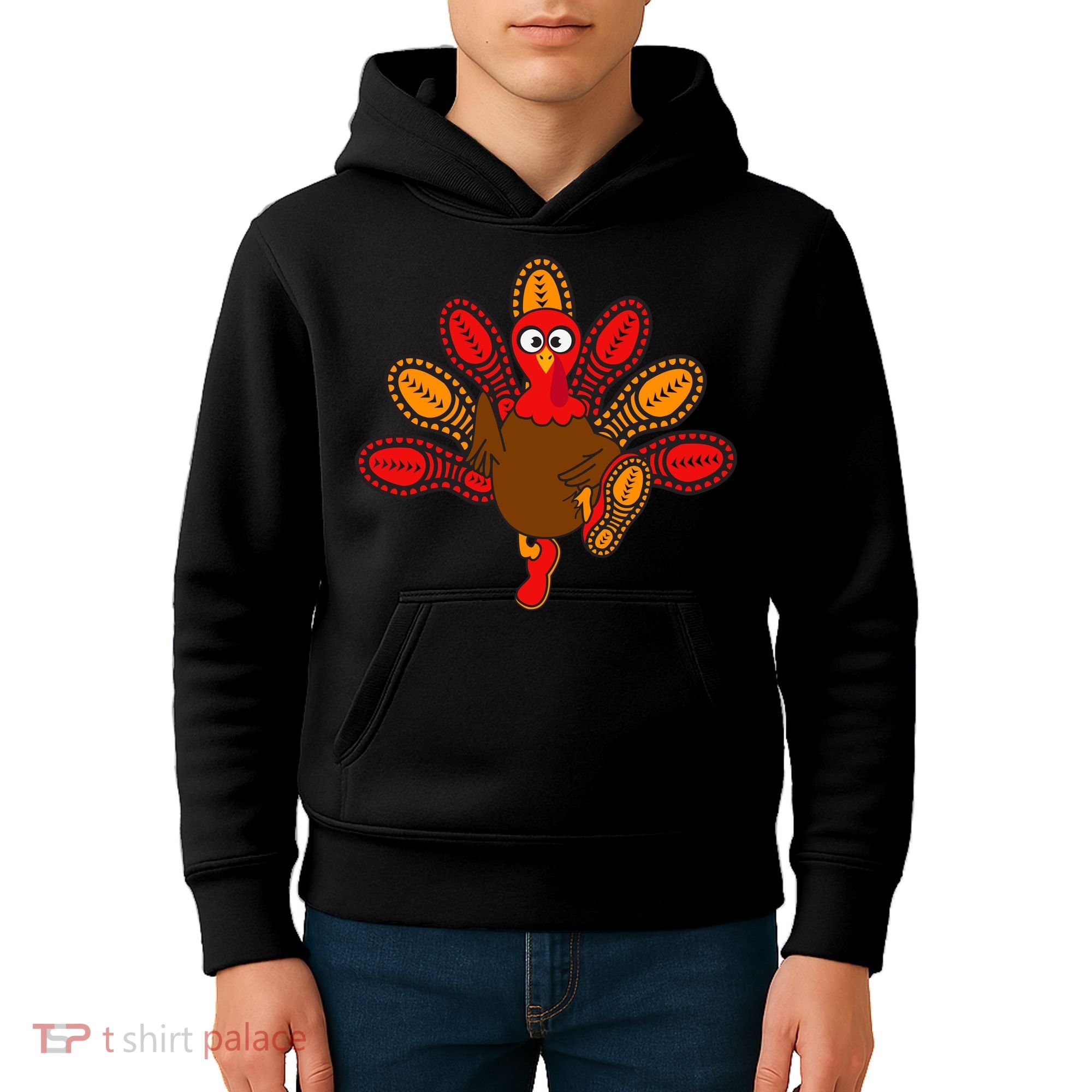 Thanksgiving Trot Squad Turkey Kids Hoodie