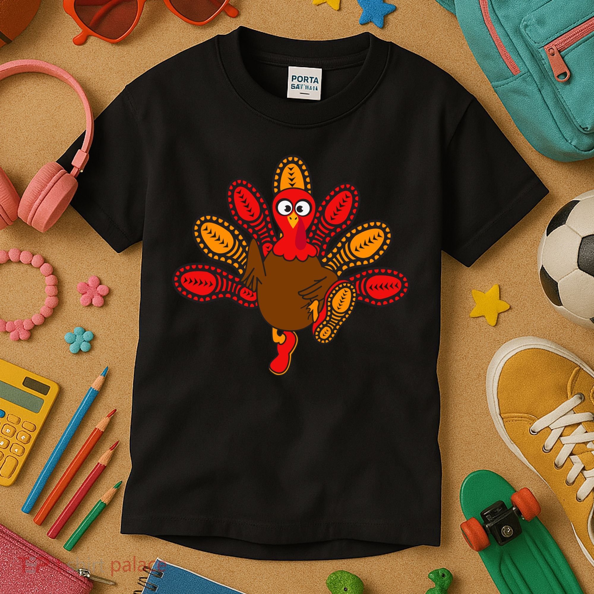Thanksgiving Trot Squad Turkey Kids T-Shirt