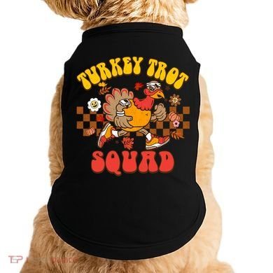 Turkey Trot Squad Funny Thanksgiving Running Fall Turkey Gift Doggie Tank