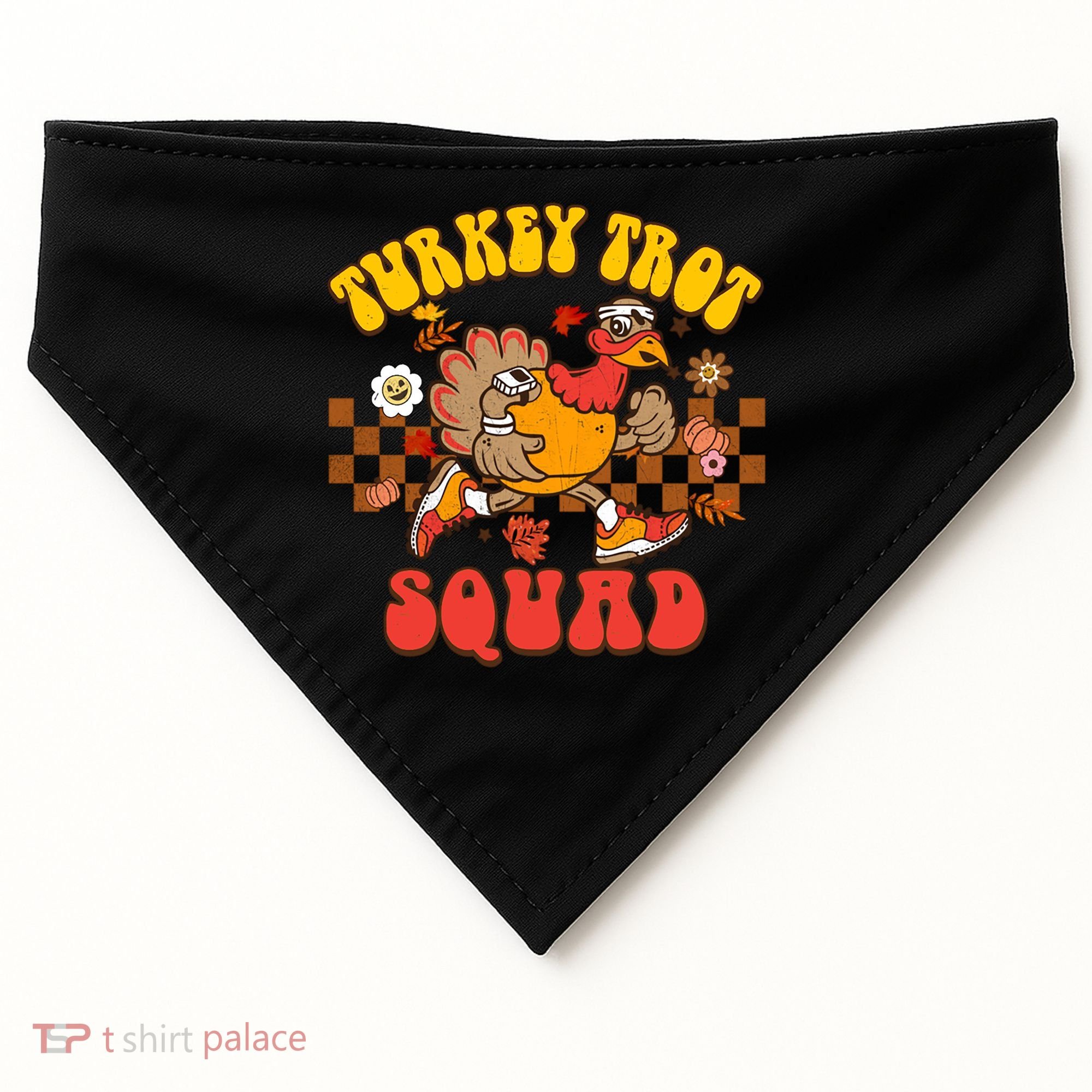 Turkey Trot Squad Funny Thanksgiving Running Fall Turkey Gift USA-Made Doggie Bandana