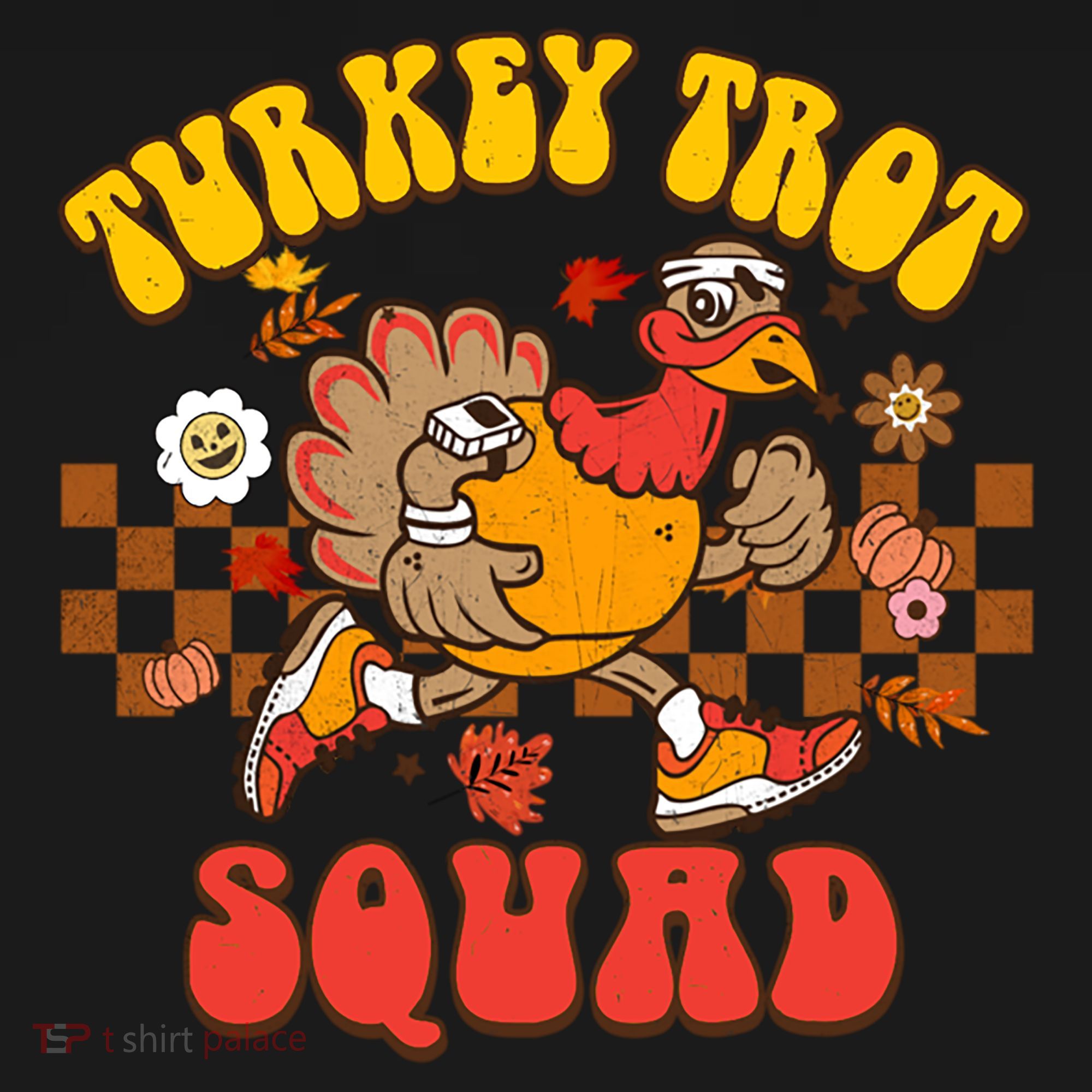 Turkey Trot Squad Funny Thanksgiving Running Fall Turkey Gift USA-Made Doggie Bandana