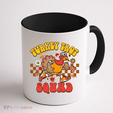Turkey Trot Squad Funny Thanksgiving Running Fall Turkey Gift Coffee Mug back
