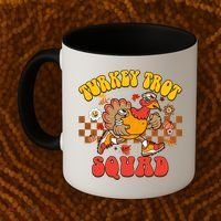 Turkey Trot Squad Funny Thanksgiving Running Fall Turkey Gift Coffee Mug thumb 2