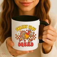 Turkey Trot Squad Funny Thanksgiving Running Fall Turkey Gift Coffee Mug thumb 3