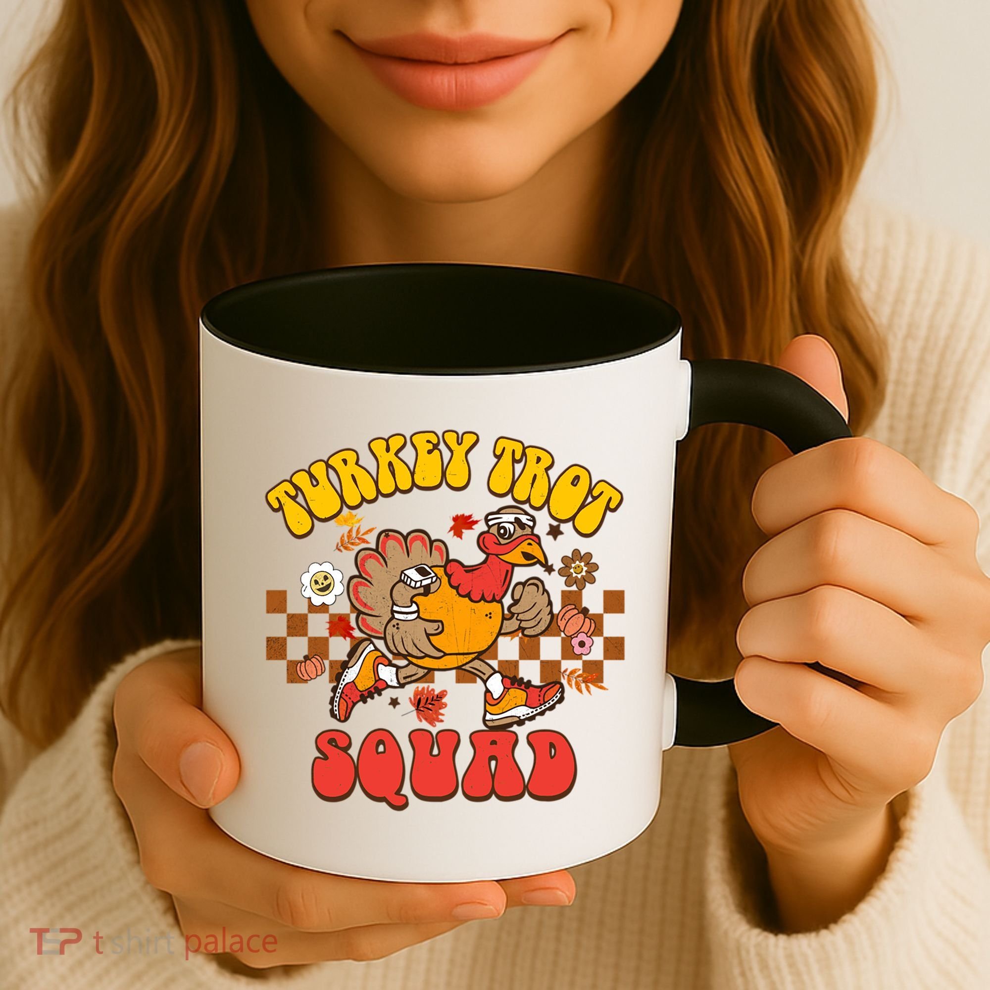 Turkey Trot Squad Funny Thanksgiving Running Fall Turkey Gift Coffee Mug