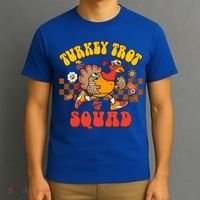 Turkey Trot Squad Funny Thanksgiving Running Fall Turkey Gift T-Shirt thumb 3