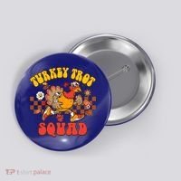 Turkey Trot Squad Funny Thanksgiving Running Fall Turkey Gift Button thumb 0