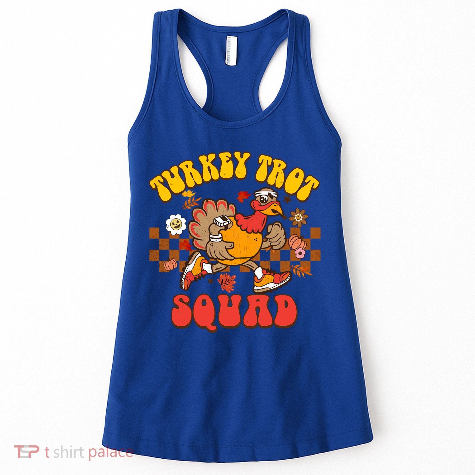Turkey Trot Squad Funny Thanksgiving Running Fall Turkey Gift Women's Tank Top