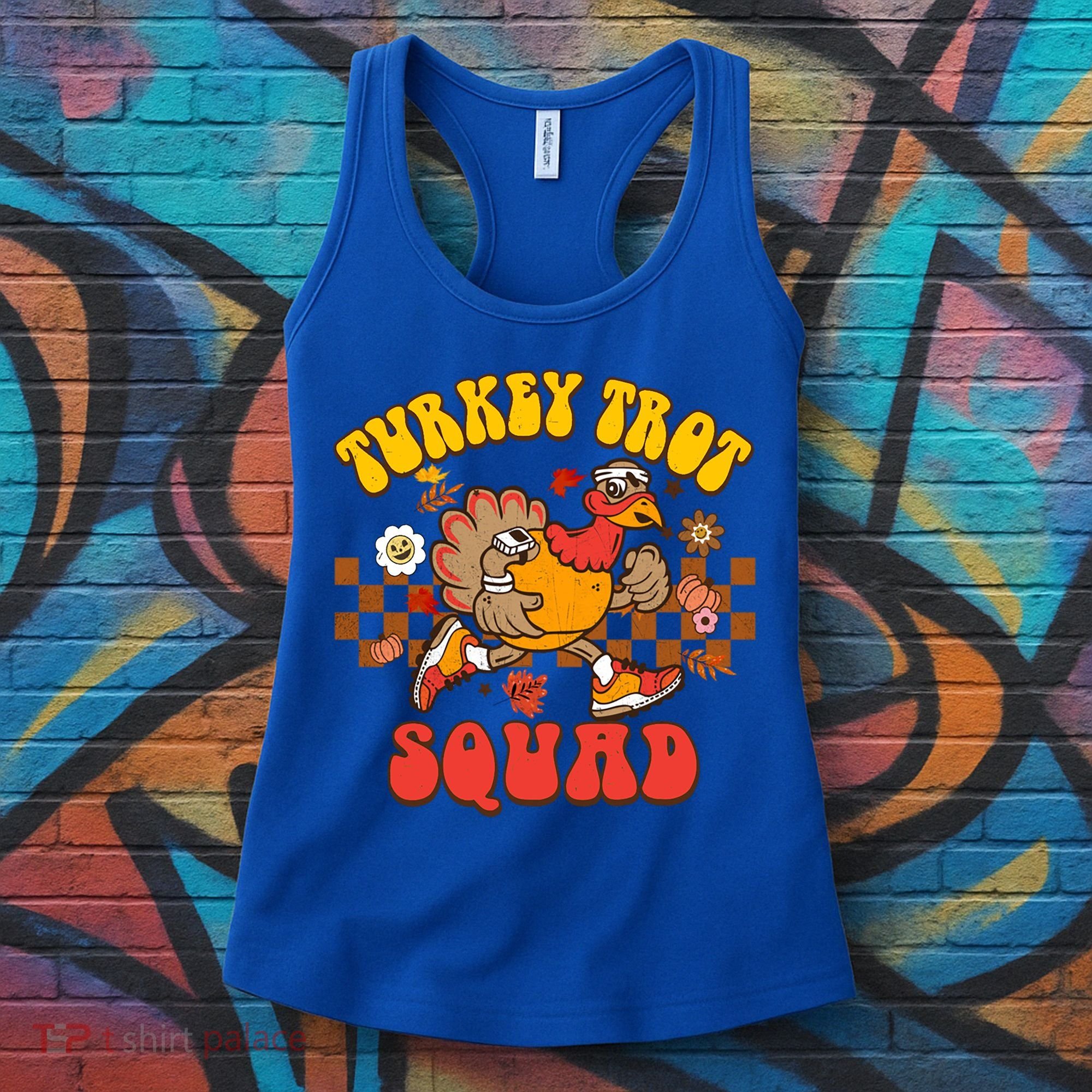 Turkey Trot Squad Funny Thanksgiving Running Fall Turkey Gift Women's Tank Top