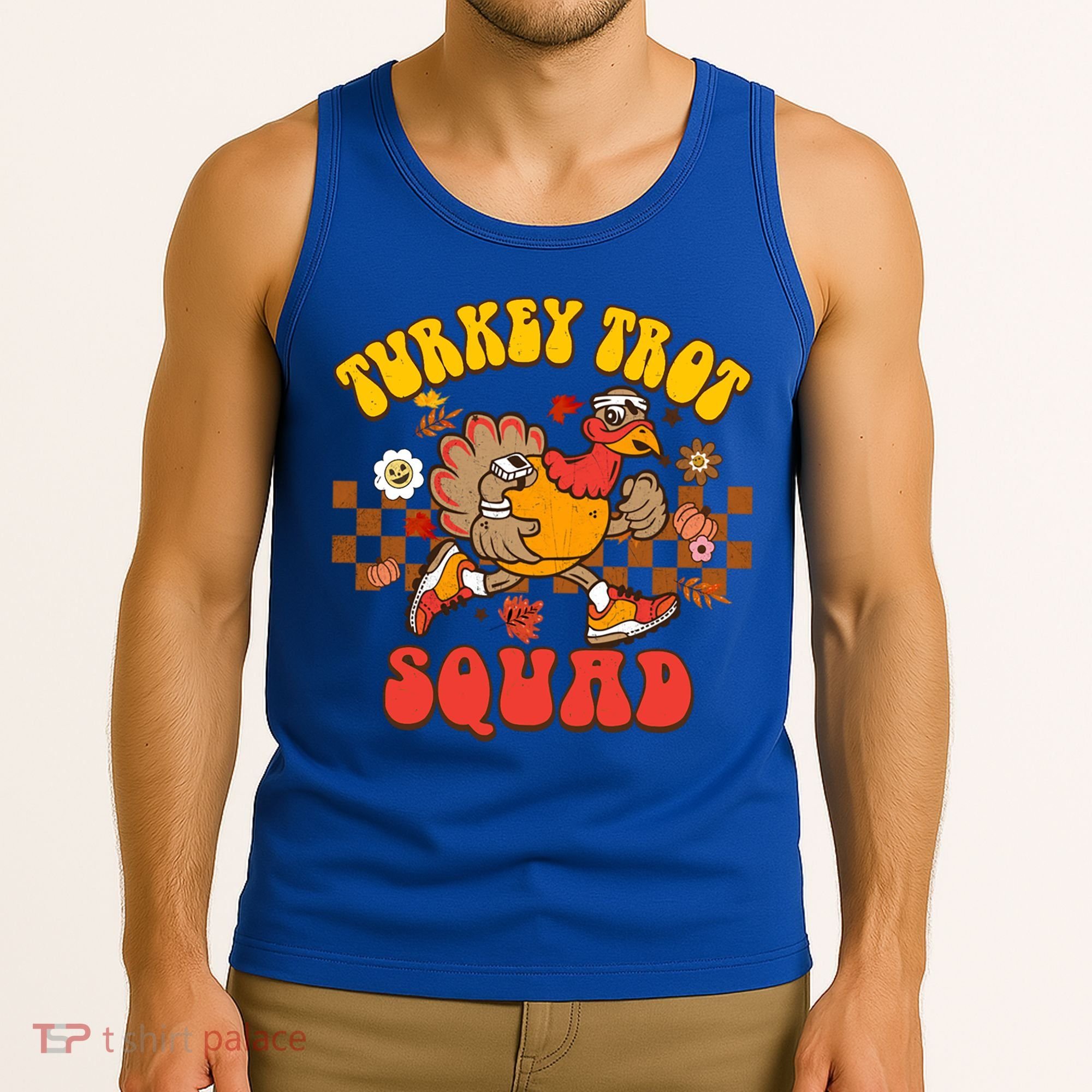 Turkey Trot Squad Funny Thanksgiving Running Fall Turkey Gift Tank Top