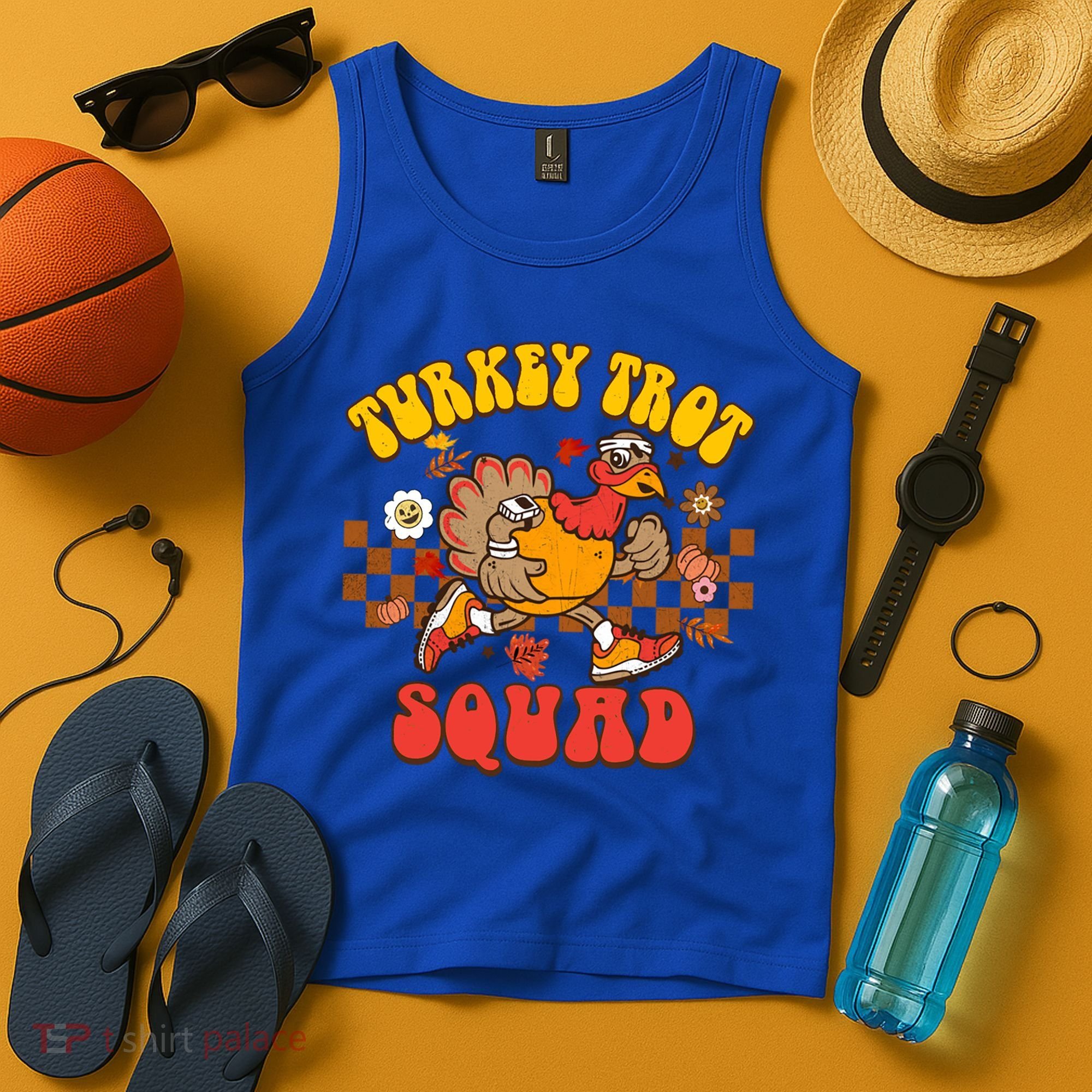 Turkey Trot Squad Funny Thanksgiving Running Fall Turkey Gift Tank Top