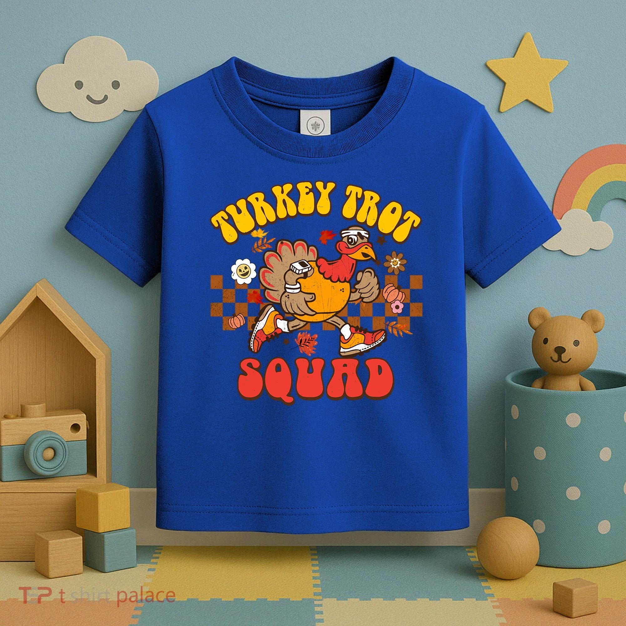 Turkey Trot Squad Funny Thanksgiving Running Fall Turkey Gift Toddler T-Shirt