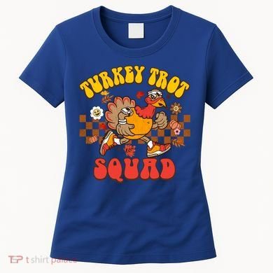 Turkey Trot Squad Funny Thanksgiving Running Fall Turkey Gift Women's T-Shirt