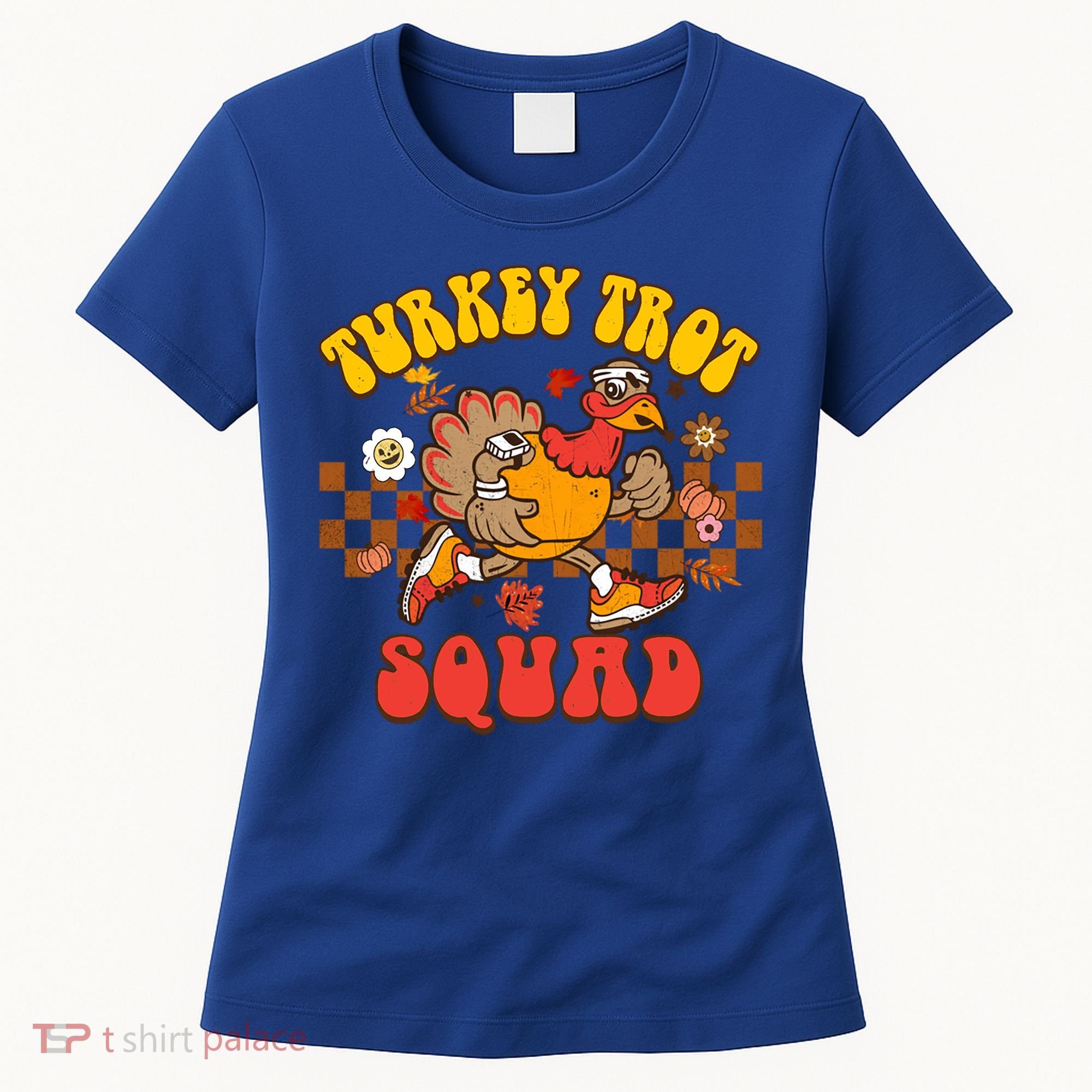 Turkey Trot Squad Funny Thanksgiving Running Fall Turkey Gift Women's T-Shirt