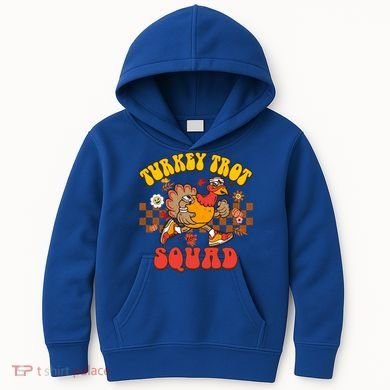Turkey Trot Squad Funny Thanksgiving Running Fall Turkey Gift Kids Hoodie
