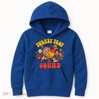 Turkey Trot Squad Funny Thanksgiving Running Fall Turkey Gift Kids Hoodie thumb 0