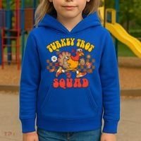 Turkey Trot Squad Funny Thanksgiving Running Fall Turkey Gift Kids Hoodie thumb 3
