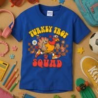 Turkey Trot Squad Funny Thanksgiving Running Fall Turkey Gift Kids T-Shirt thumb 3