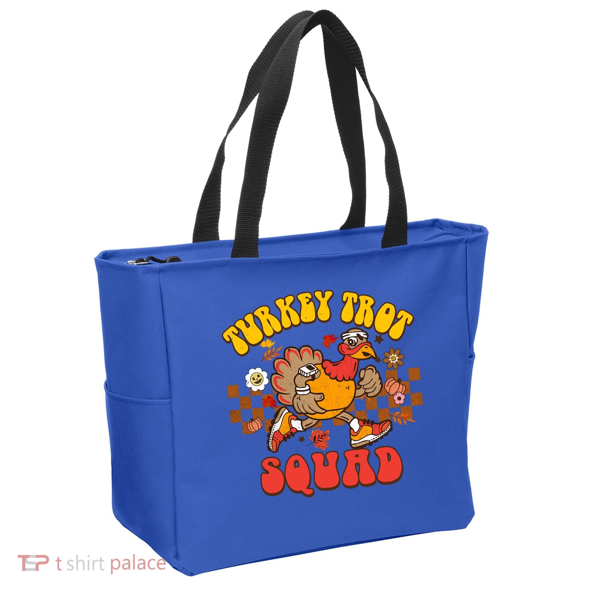 Turkey Trot Squad Funny Thanksgiving Running Fall Turkey Gift Tote Bag