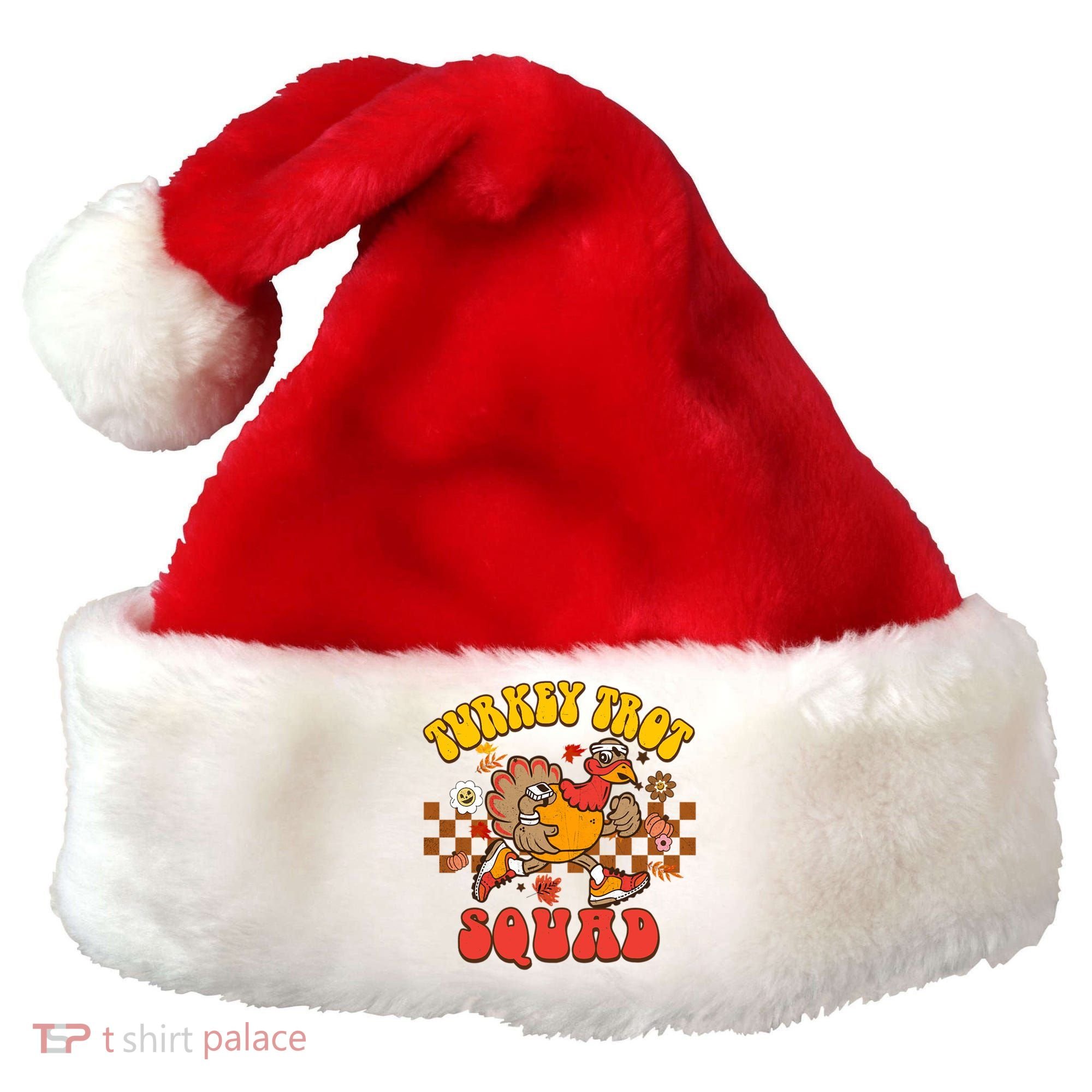 Turkey Trot Squad Funny Thanksgiving Running Fall Turkey Gift Santa Hat