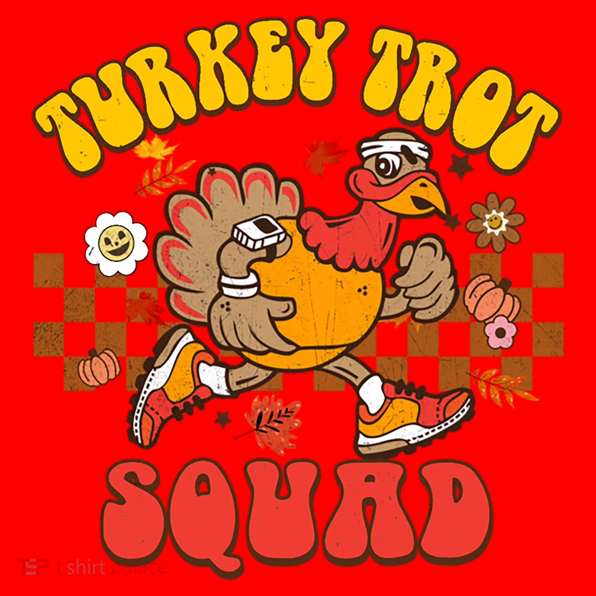 Turkey Trot Squad Funny Thanksgiving Running Fall Turkey Gift Santa Hat