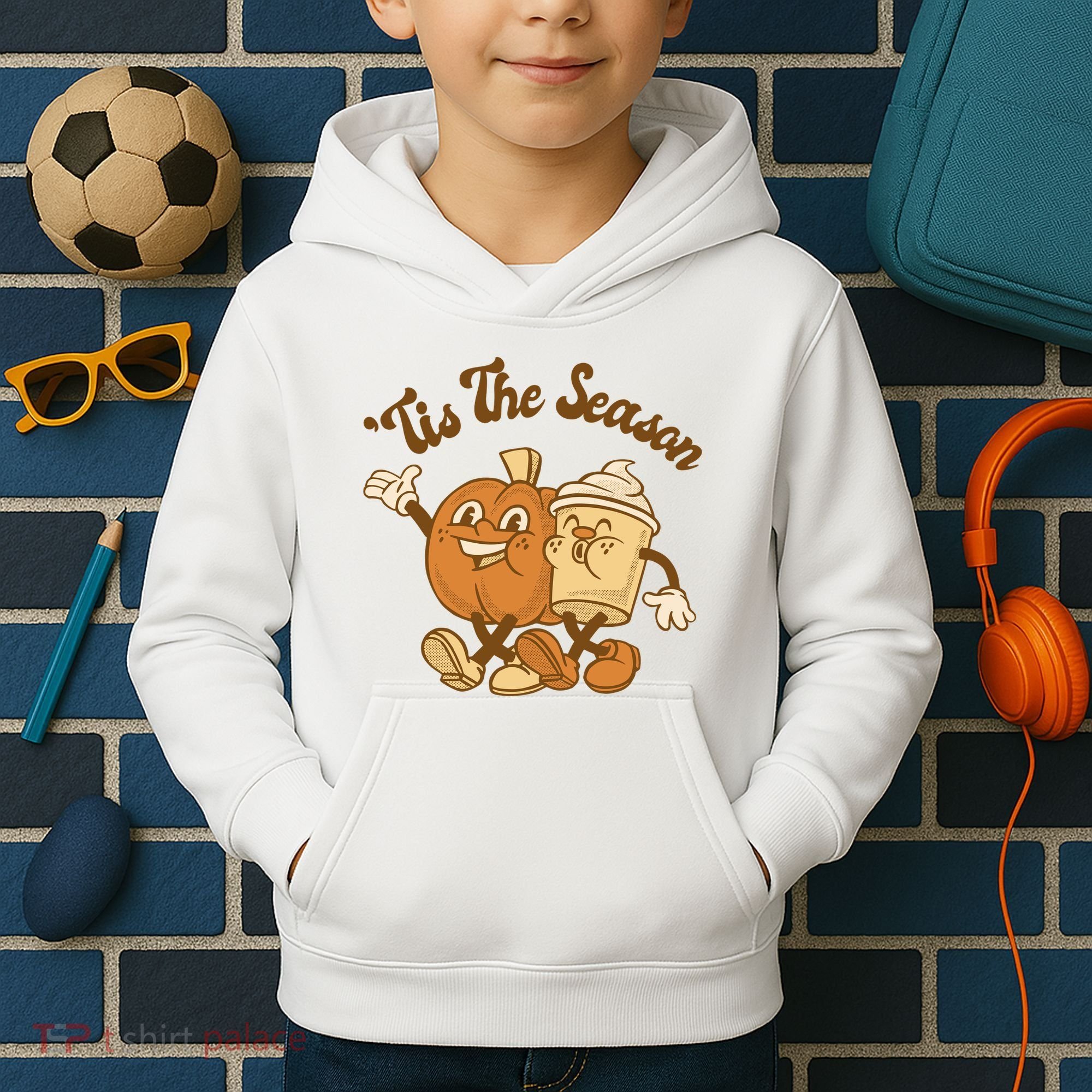 Tis The Season Pumpkin Latte Autumn Kids Hoodie