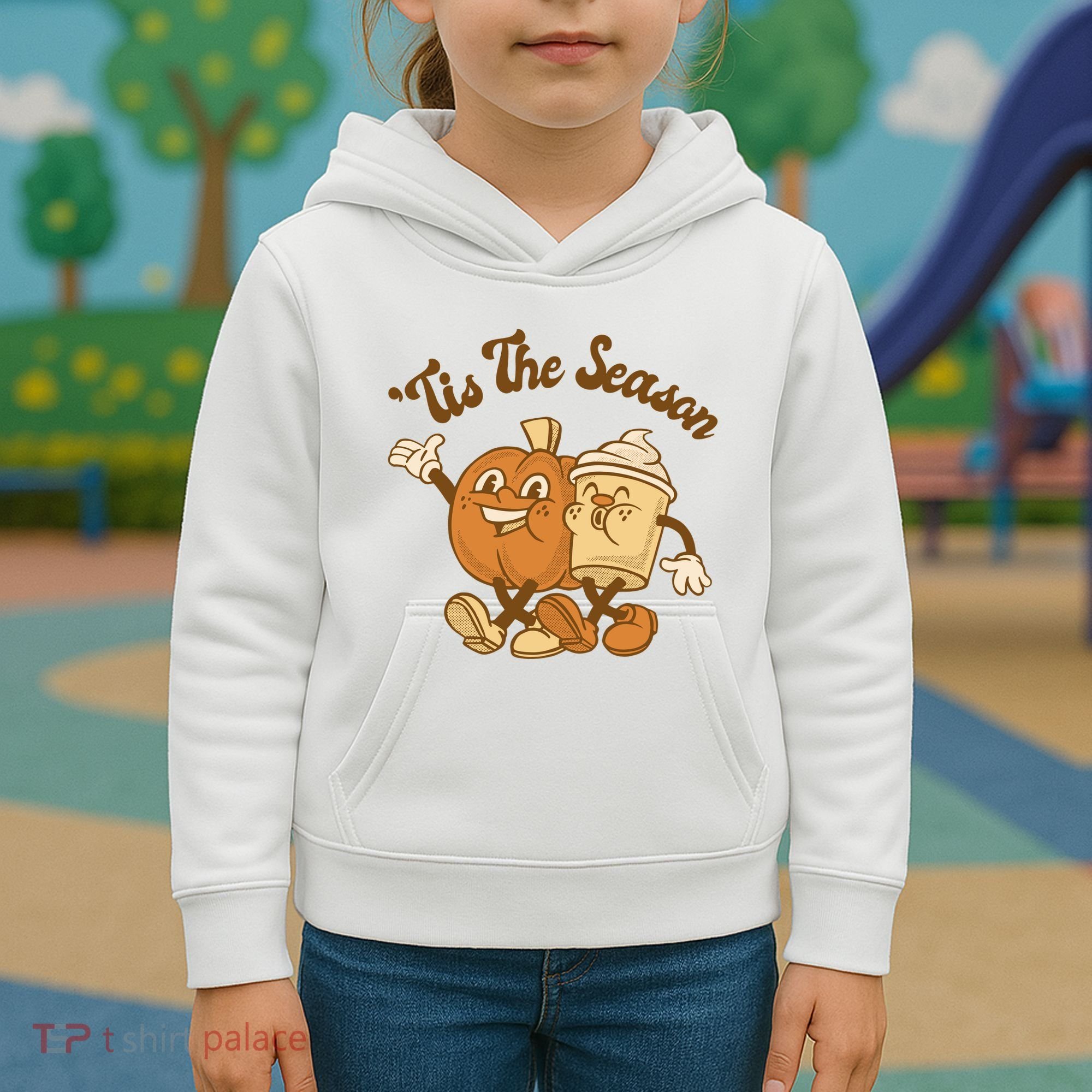 Tis The Season Pumpkin Latte Autumn Kids Hoodie